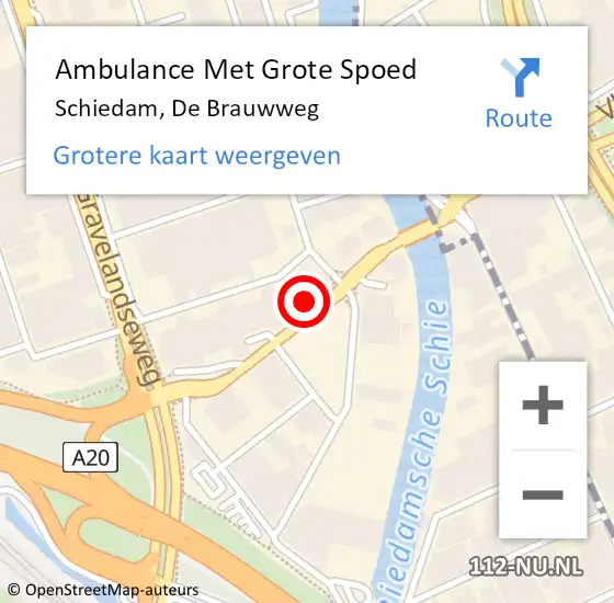 Locatie op kaart van de 112 melding: Ambulance Met Grote Spoed Naar Schiedam, De Brauwweg op 4 augustus 2024 00:38