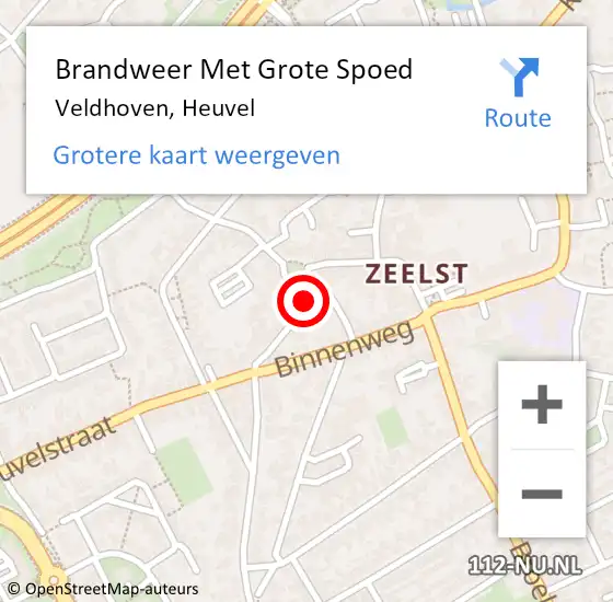 Locatie op kaart van de 112 melding: Brandweer Met Grote Spoed Naar Veldhoven, Heuvel op 4 augustus 2024 00:53