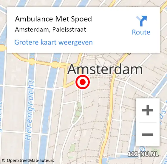 Locatie op kaart van de 112 melding: Ambulance Met Spoed Naar Amsterdam, Paleisstraat op 4 augustus 2024 01:05