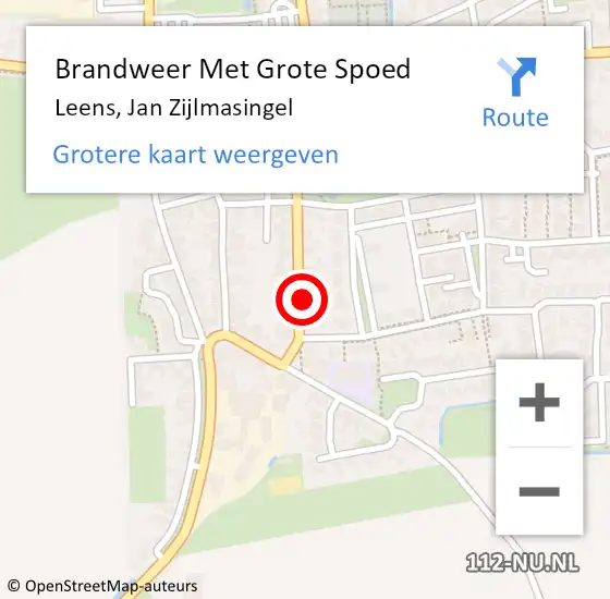 Locatie op kaart van de 112 melding: Brandweer Met Grote Spoed Naar Leens, Jan Zijlmasingel op 4 augustus 2024 01:06