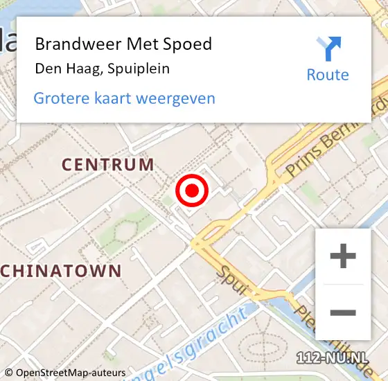 Locatie op kaart van de 112 melding: Brandweer Met Spoed Naar Den Haag, Spuiplein op 4 augustus 2024 02:29