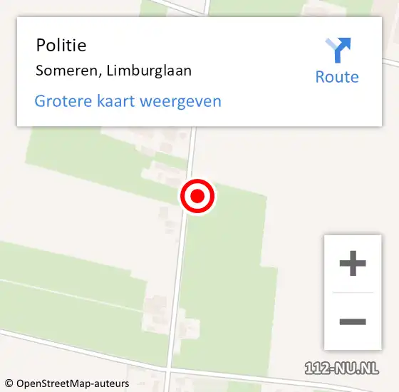 Locatie op kaart van de 112 melding: Politie Someren, Limburglaan op 4 augustus 2024 03:04