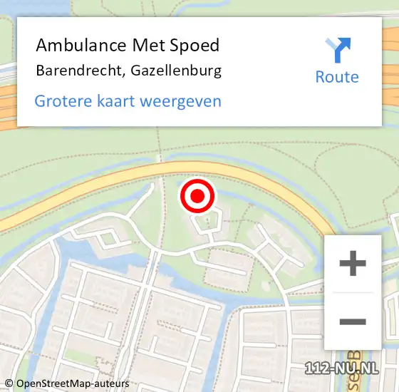 Locatie op kaart van de 112 melding: Ambulance Met Spoed Naar Barendrecht, Gazellenburg op 4 augustus 2024 03:11