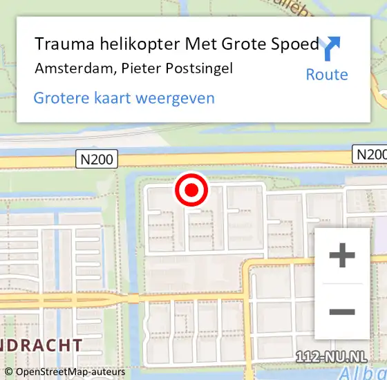 Locatie op kaart van de 112 melding: Trauma helikopter Met Grote Spoed Naar Amsterdam, Pieter Postsingel op 4 augustus 2024 03:48