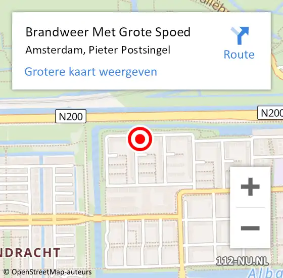 Locatie op kaart van de 112 melding: Brandweer Met Grote Spoed Naar Amsterdam, Pieter Postsingel op 4 augustus 2024 03:54