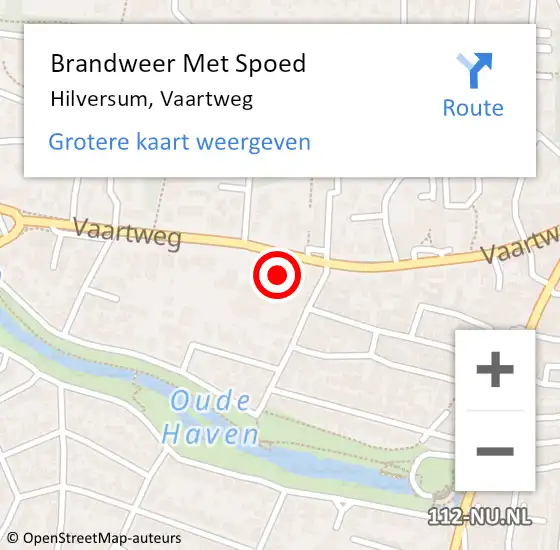 Locatie op kaart van de 112 melding: Brandweer Met Spoed Naar Hilversum, Vaartweg op 4 augustus 2024 04:54