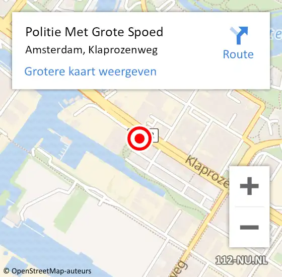 Locatie op kaart van de 112 melding: Politie Met Grote Spoed Naar Amsterdam, Klaprozenweg op 4 augustus 2024 04:57