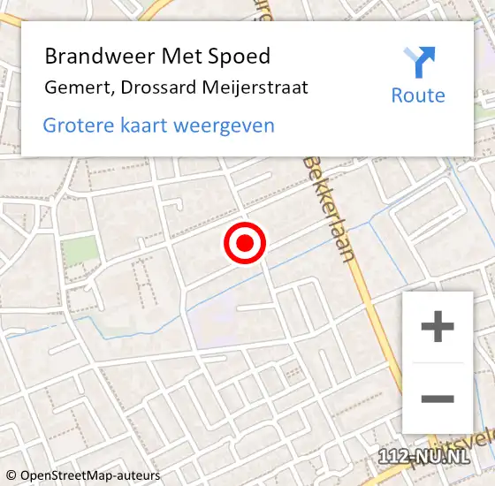 Locatie op kaart van de 112 melding: Brandweer Met Spoed Naar Gemert, Drossard Meijerstraat op 4 augustus 2024 05:00