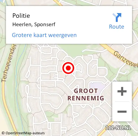 Locatie op kaart van de 112 melding: Politie Heerlen, Sponserf op 4 augustus 2024 05:18