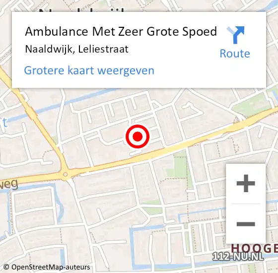 Locatie op kaart van de 112 melding: Ambulance Met Zeer Grote Spoed Naar Naaldwijk, Leliestraat op 4 augustus 2024 06:54