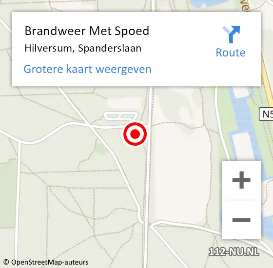 Locatie op kaart van de 112 melding: Brandweer Met Spoed Naar Hilversum, Spanderslaan op 4 augustus 2024 07:05