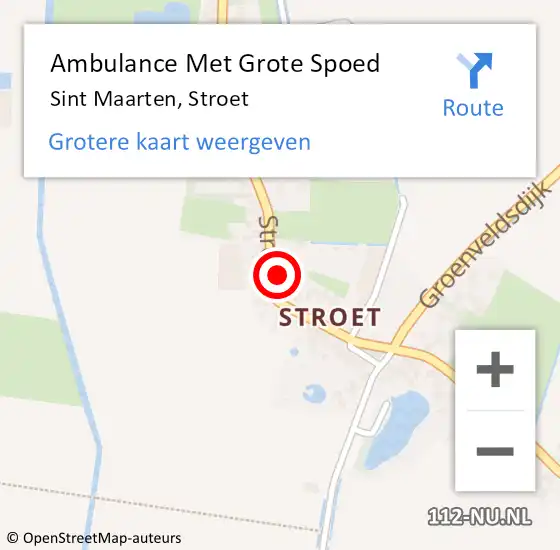 Locatie op kaart van de 112 melding: Ambulance Met Grote Spoed Naar Sint Maarten, Stroet op 4 augustus 2024 07:54