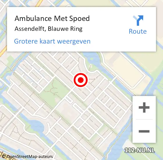 Locatie op kaart van de 112 melding: Ambulance Met Spoed Naar Assendelft, Blauwe Ring op 4 augustus 2024 08:26