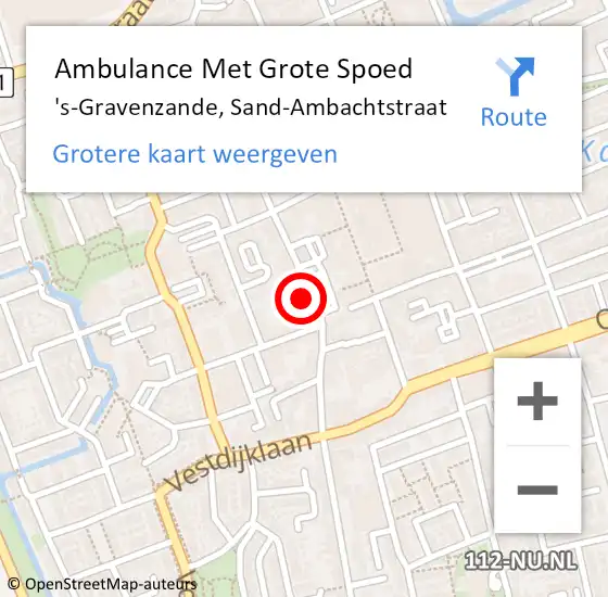 Locatie op kaart van de 112 melding: Ambulance Met Grote Spoed Naar 's-Gravenzande, Sand-Ambachtstraat op 4 augustus 2024 09:10