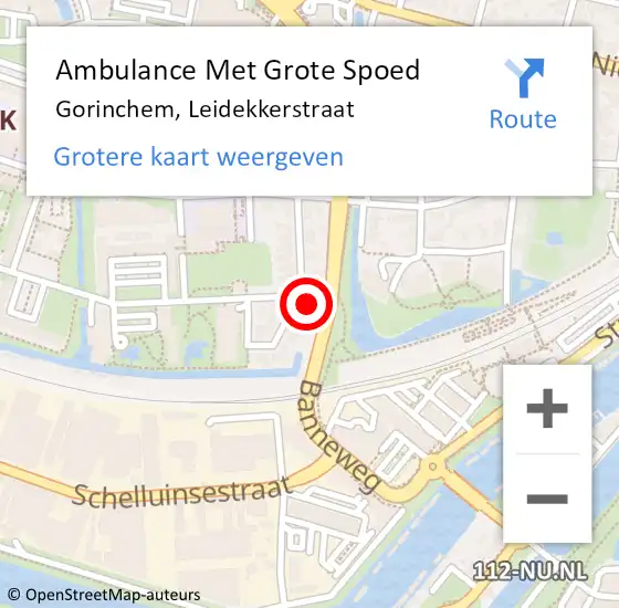 Locatie op kaart van de 112 melding: Ambulance Met Grote Spoed Naar Gorinchem, Leidekkerstraat op 4 augustus 2024 09:11