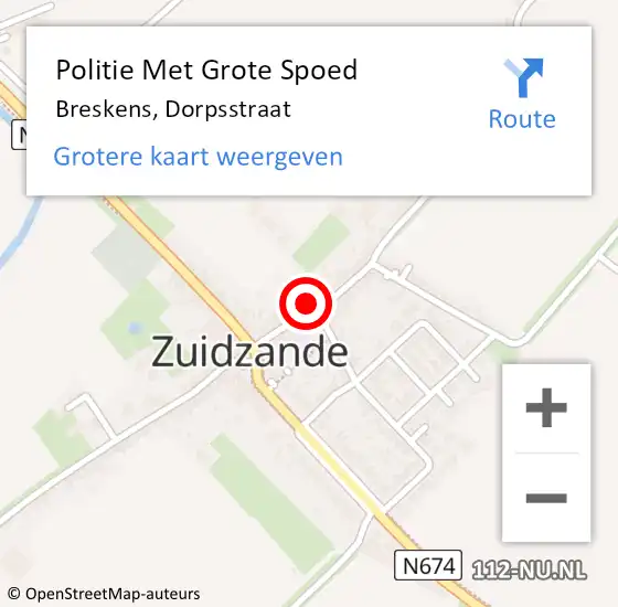 Locatie op kaart van de 112 melding: Politie Met Grote Spoed Naar Breskens, Dorpsstraat op 4 augustus 2024 09:38