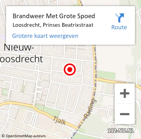 Locatie op kaart van de 112 melding: Brandweer Met Grote Spoed Naar Loosdrecht, Prinses Beatrixstraat op 4 augustus 2024 09:57