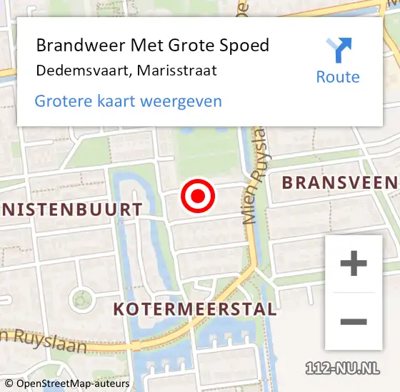 Locatie op kaart van de 112 melding: Brandweer Met Grote Spoed Naar Dedemsvaart, Marisstraat op 4 augustus 2024 09:59