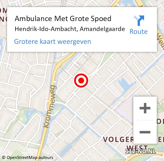 Locatie op kaart van de 112 melding: Ambulance Met Grote Spoed Naar Hendrik-Ido-Ambacht, Amandelgaarde op 4 augustus 2024 10:14