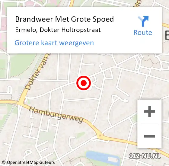 Locatie op kaart van de 112 melding: Brandweer Met Grote Spoed Naar Ermelo, Dokter Holtropstraat op 4 augustus 2024 10:15