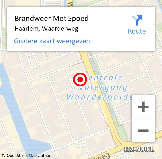 Locatie op kaart van de 112 melding: Brandweer Met Spoed Naar Haarlem, Waarderweg op 4 augustus 2024 10:23