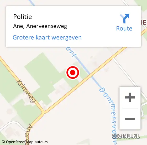 Locatie op kaart van de 112 melding: Politie Ane, Anerveenseweg op 4 augustus 2024 10:24