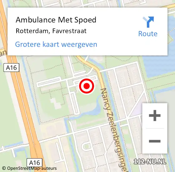 Locatie op kaart van de 112 melding: Ambulance Met Spoed Naar Rotterdam, Favrestraat op 4 augustus 2024 10:32