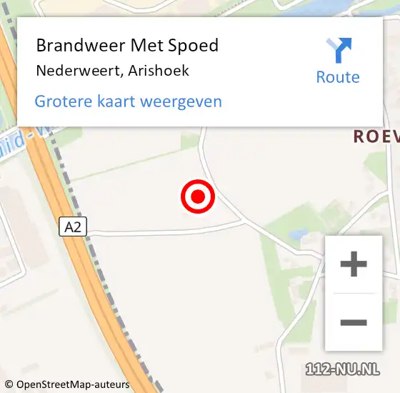 Locatie op kaart van de 112 melding: Brandweer Met Spoed Naar Nederweert, Arishoek op 4 augustus 2024 10:34