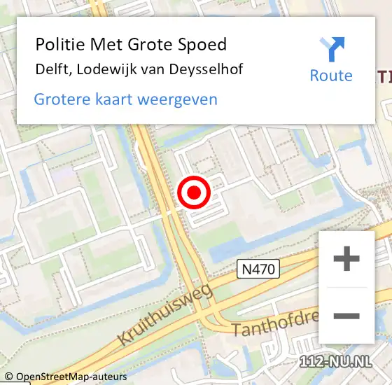 Locatie op kaart van de 112 melding: Politie Met Grote Spoed Naar Delft, Lodewijk van Deysselhof op 4 augustus 2024 10:53