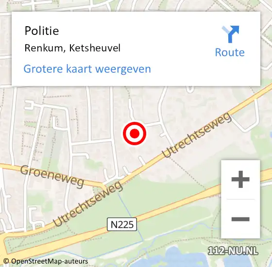 Locatie op kaart van de 112 melding: Politie Renkum, Ketsheuvel op 4 augustus 2024 10:55