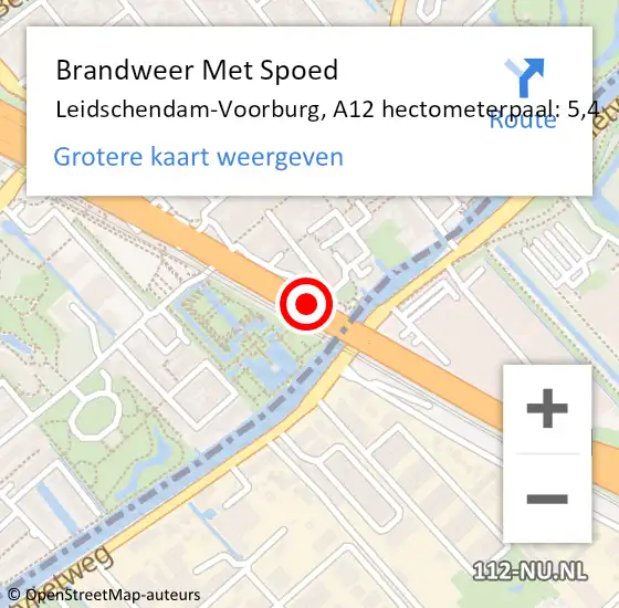 Locatie op kaart van de 112 melding: Brandweer Met Spoed Naar Leidschendam-Voorburg, A12 hectometerpaal: 5,4 op 4 augustus 2024 11:01