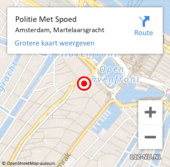 Locatie op kaart van de 112 melding: Politie Met Spoed Naar Amsterdam, Martelaarsgracht op 4 augustus 2024 11:02