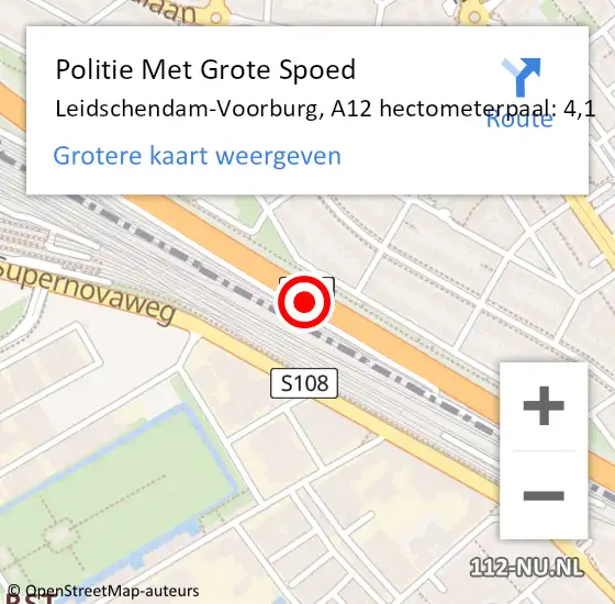 Locatie op kaart van de 112 melding: Politie Met Grote Spoed Naar Leidschendam-Voorburg, A12 hectometerpaal: 4,1 op 4 augustus 2024 11:03