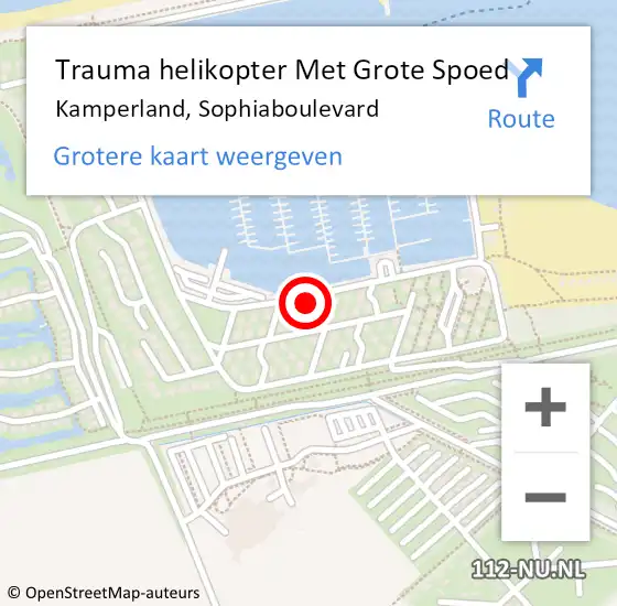 Locatie op kaart van de 112 melding: Trauma helikopter Met Grote Spoed Naar Kamperland, Sophiaboulevard op 4 augustus 2024 11:47