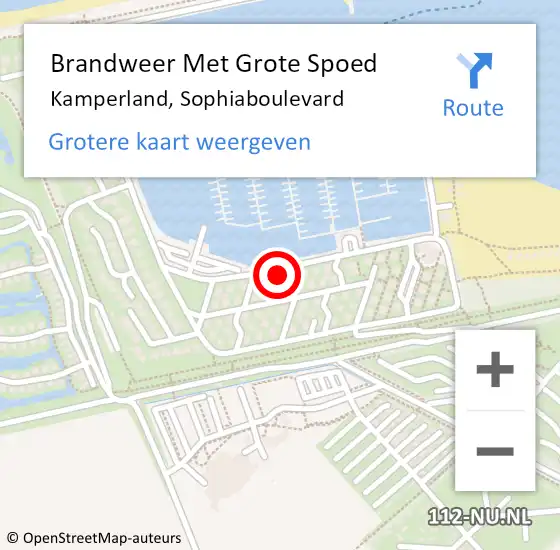 Locatie op kaart van de 112 melding: Brandweer Met Grote Spoed Naar Kamperland, Sophiaboulevard op 4 augustus 2024 11:49