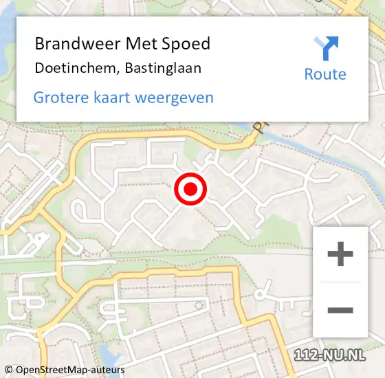 Locatie op kaart van de 112 melding: Brandweer Met Spoed Naar Doetinchem, Bastinglaan op 4 augustus 2024 11:51