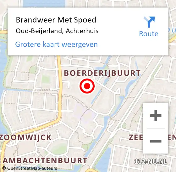 Locatie op kaart van de 112 melding: Brandweer Met Spoed Naar Oud-Beijerland, Achterhuis op 4 augustus 2024 12:07