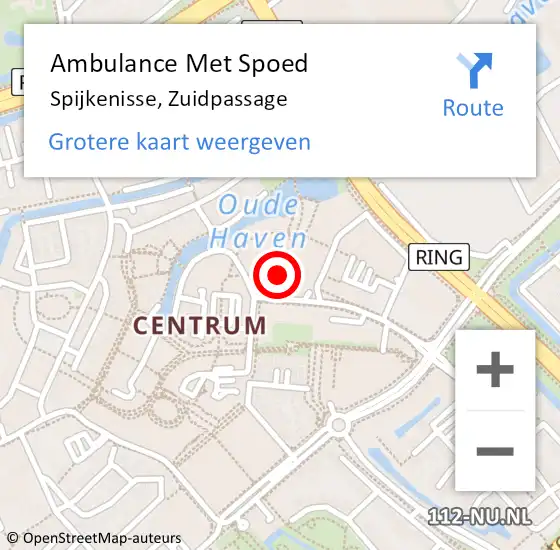 Locatie op kaart van de 112 melding: Ambulance Met Spoed Naar Spijkenisse, Zuidpassage op 4 augustus 2024 12:08