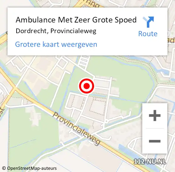 Locatie op kaart van de 112 melding: Ambulance Met Zeer Grote Spoed Naar Dordrecht, Provincialeweg op 4 augustus 2024 12:21