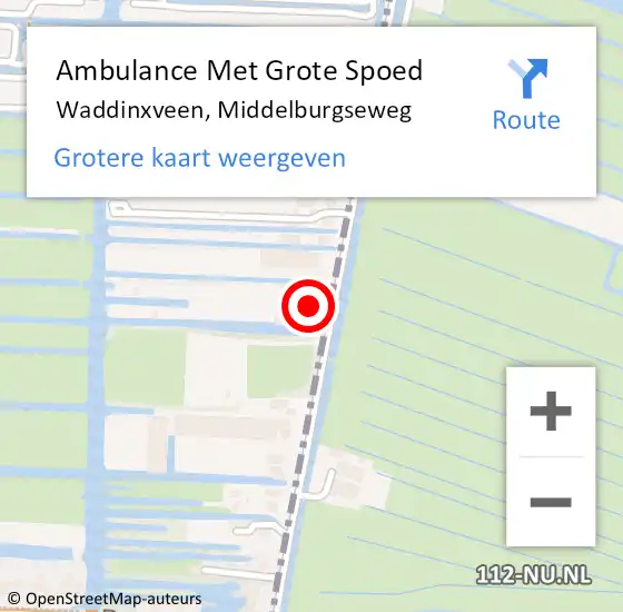 Locatie op kaart van de 112 melding: Ambulance Met Grote Spoed Naar Waddinxveen, Middelburgseweg op 4 augustus 2024 12:25