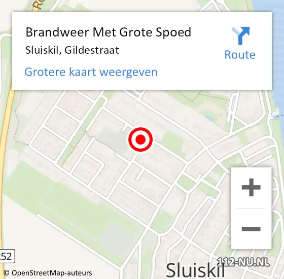 Locatie op kaart van de 112 melding: Brandweer Met Grote Spoed Naar Sluiskil, Gildestraat op 4 augustus 2024 12:45