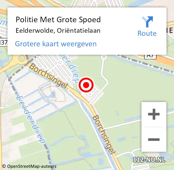 Locatie op kaart van de 112 melding: Politie Met Grote Spoed Naar Eelderwolde, Oriëntatielaan op 4 augustus 2024 12:48