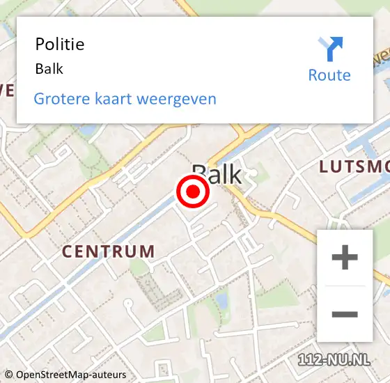 Locatie op kaart van de 112 melding: Politie Balk op 4 augustus 2024 12:58