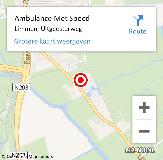 Locatie op kaart van de 112 melding: Ambulance Met Spoed Naar Limmen, Uitgeesterweg op 4 augustus 2024 13:08