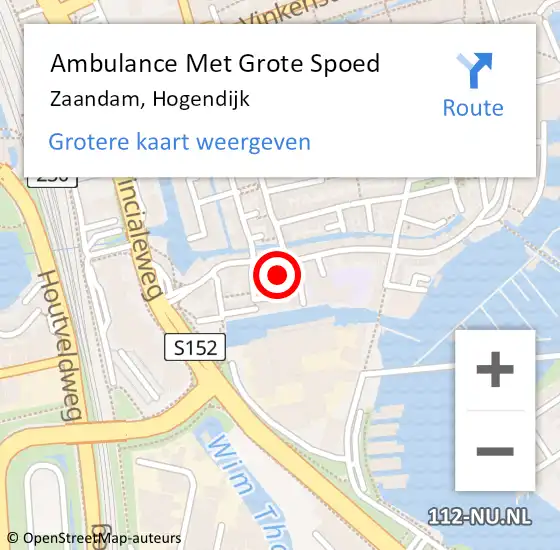 Locatie op kaart van de 112 melding: Ambulance Met Grote Spoed Naar Zaandam, Hogendijk op 4 augustus 2024 13:26