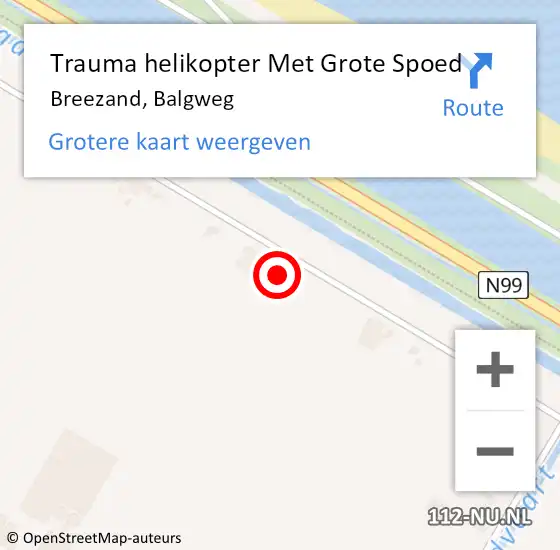 Locatie op kaart van de 112 melding: Trauma helikopter Met Grote Spoed Naar Breezand, Balgweg op 4 augustus 2024 13:31