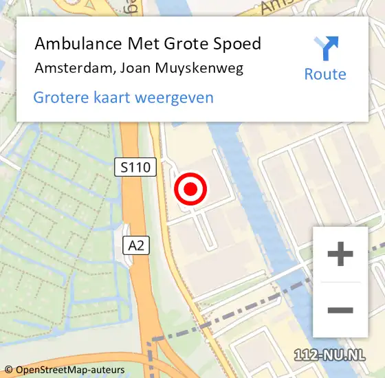 Locatie op kaart van de 112 melding: Ambulance Met Grote Spoed Naar Amsterdam, Joan Muyskenweg op 4 augustus 2024 13:54