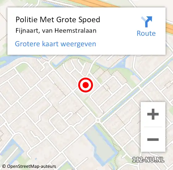 Locatie op kaart van de 112 melding: Politie Met Grote Spoed Naar Fijnaart, van Heemstralaan op 4 augustus 2024 13:55