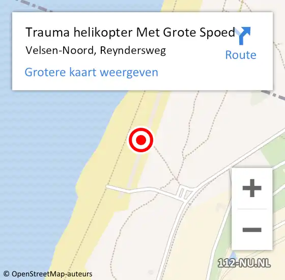 Locatie op kaart van de 112 melding: Trauma helikopter Met Grote Spoed Naar Velsen-Noord, Reyndersweg op 4 augustus 2024 14:17