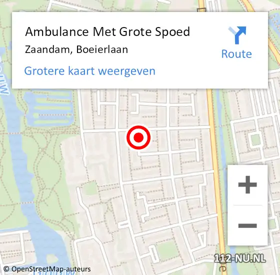 Locatie op kaart van de 112 melding: Ambulance Met Grote Spoed Naar Zaandam, Boeierlaan op 4 augustus 2024 14:17